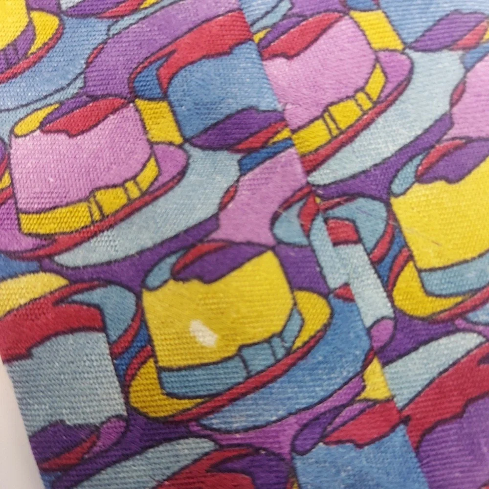 yApre for Tom‎ James Silk Necktie Hats Pattern Purple Blue Yellow Mens Read!